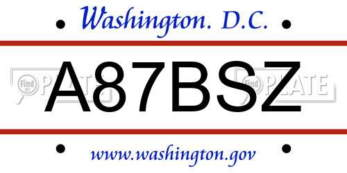 A87BSZ District Of Columbia License Plate