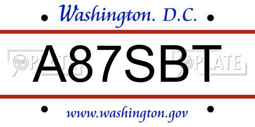 A87SBT District Of Columbia License Plate