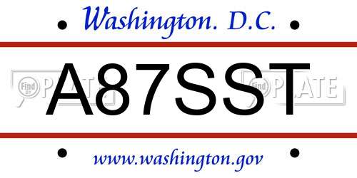 A87SST District Of Columbia License Plate