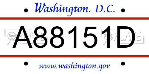 A88151D District Of Columbia License Plate