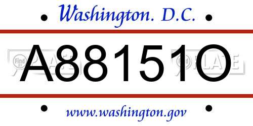 A88151O District Of Columbia License Plate