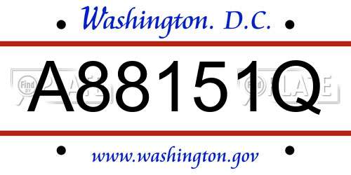 A88151Q District Of Columbia License Plate