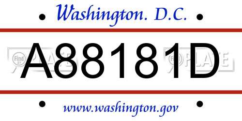 A88181D District Of Columbia License Plate