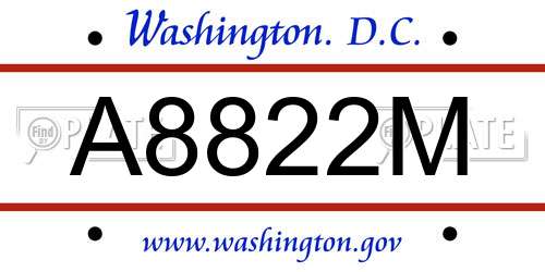 A8822M District Of Columbia License Plate