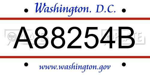 A88254B District Of Columbia License Plate