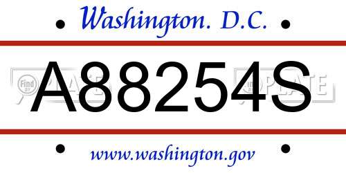 A88254S District Of Columbia License Plate