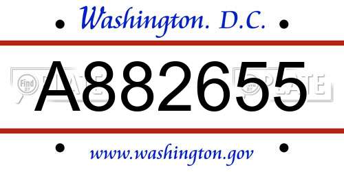 A882655 District Of Columbia License Plate