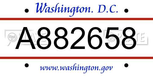 A882658 District Of Columbia License Plate