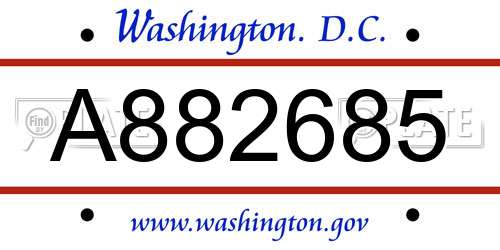 A882685 District Of Columbia License Plate