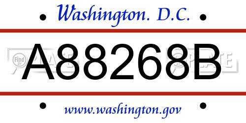 A88268B District Of Columbia License Plate