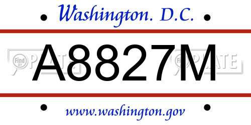 A8827M District Of Columbia License Plate