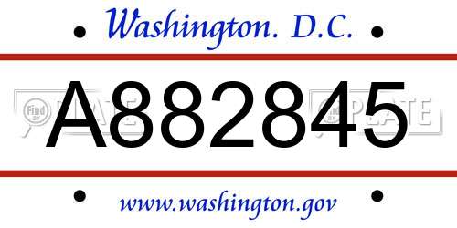 A882845 District Of Columbia License Plate