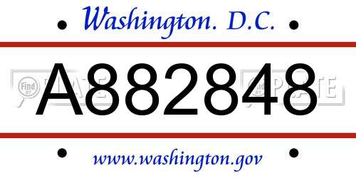 A882848 District Of Columbia License Plate