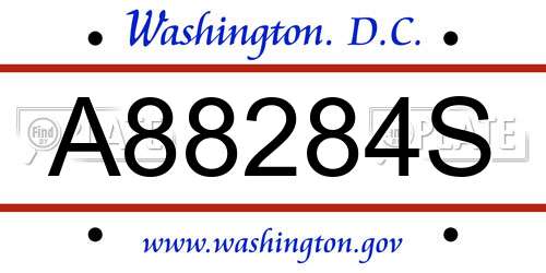 A88284S District Of Columbia License Plate