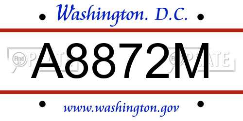 A8872M District Of Columbia License Plate