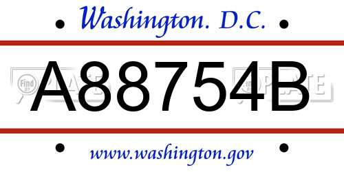 A88754B District Of Columbia License Plate