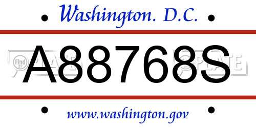 A88768S District Of Columbia License Plate