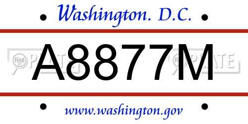 A8877M District Of Columbia License Plate