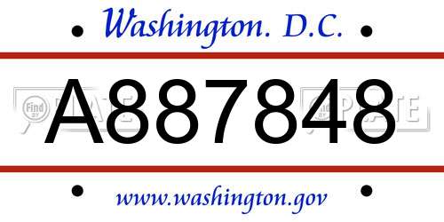A887848 District Of Columbia License Plate