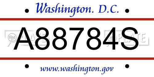 A88784S District Of Columbia License Plate