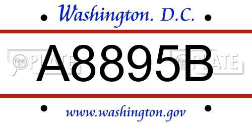 A8895B District Of Columbia License Plate