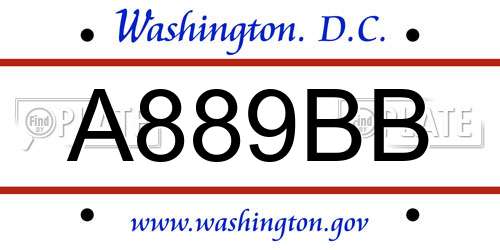 A889BB District Of Columbia License Plate