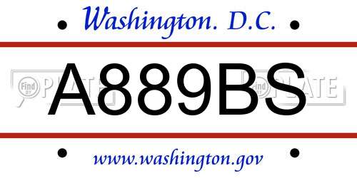 A889BS District Of Columbia License Plate