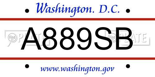 A889SB District Of Columbia License Plate