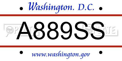 A889SS District Of Columbia License Plate