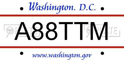 A88TTM District Of Columbia License Plate