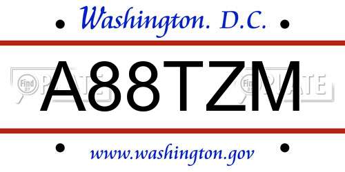 A88TZM District Of Columbia License Plate