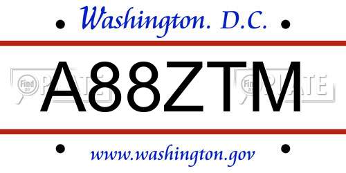A88ZTM District Of Columbia License Plate