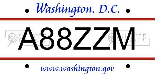 A88ZZM District Of Columbia License Plate