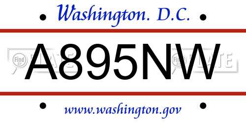 A895NW District Of Columbia License Plate