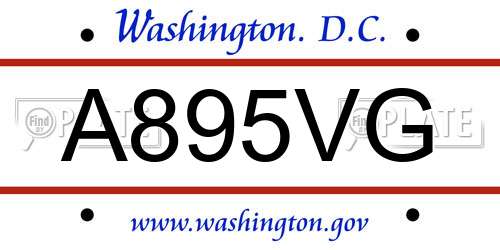 A895VG District Of Columbia License Plate