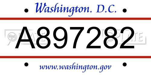 A897282 District Of Columbia License Plate