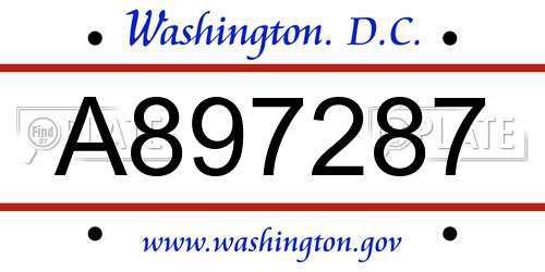 A897287 District Of Columbia License Plate