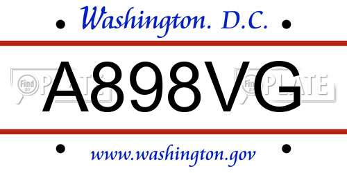 A898VG District Of Columbia License Plate