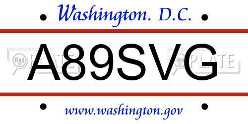 A89SVG District Of Columbia License Plate