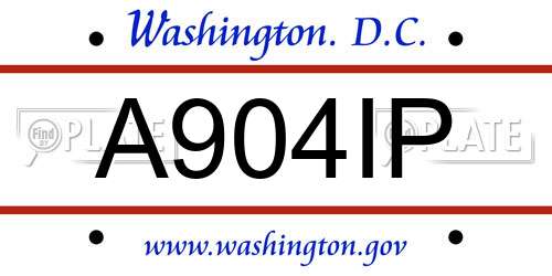 A904IP District Of Columbia License Plate