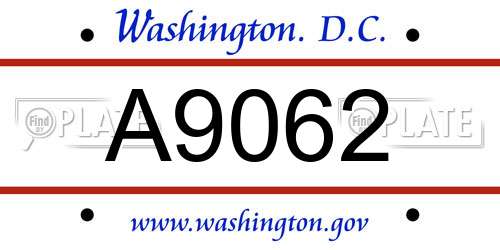 A9062 District Of Columbia License Plate