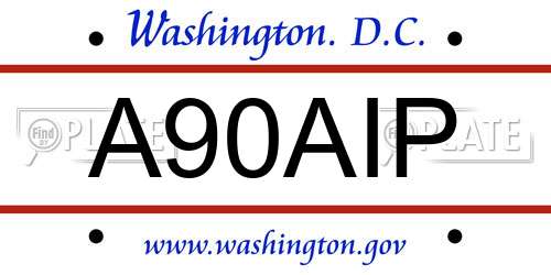 A90AIP District Of Columbia License Plate