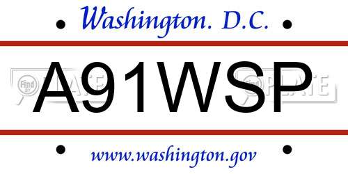 A91WSP District Of Columbia License Plate
