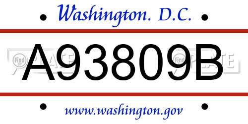 A93809B District Of Columbia License Plate