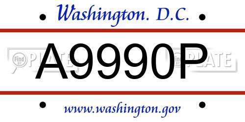 A9990P District Of Columbia License Plate