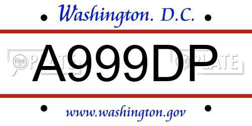 A999DP District Of Columbia License Plate