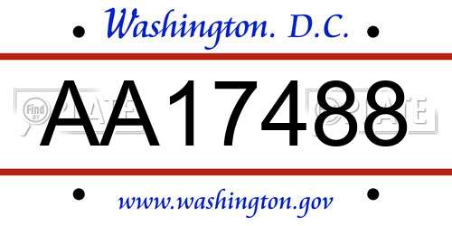 AA17488 District Of Columbia License Plate