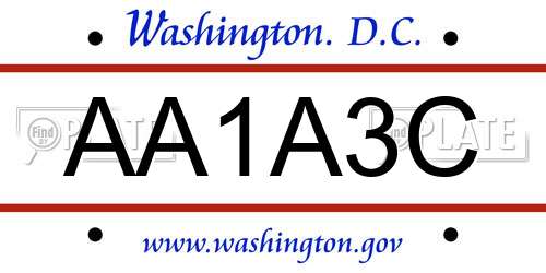 AA1A3C District Of Columbia License Plate