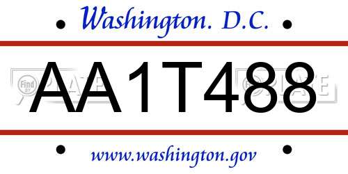 AA1T488 District Of Columbia License Plate