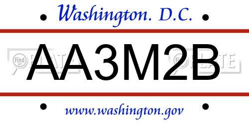 AA3M2B District Of Columbia License Plate